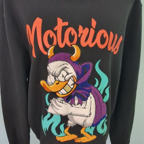 Black Pike Notorious Duck Print Black Crewneck Long Sleeve Sweatshirt large Devi - Picture 3 of 7